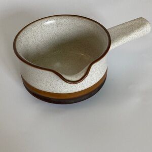 Vintage 70s Denby Potter’s Wheel Rust Gravy Boat Handle Stoneware England